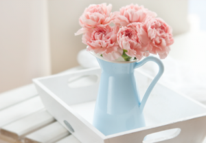 Different ideas for vases - jug blue pot vase with pink peonies.png